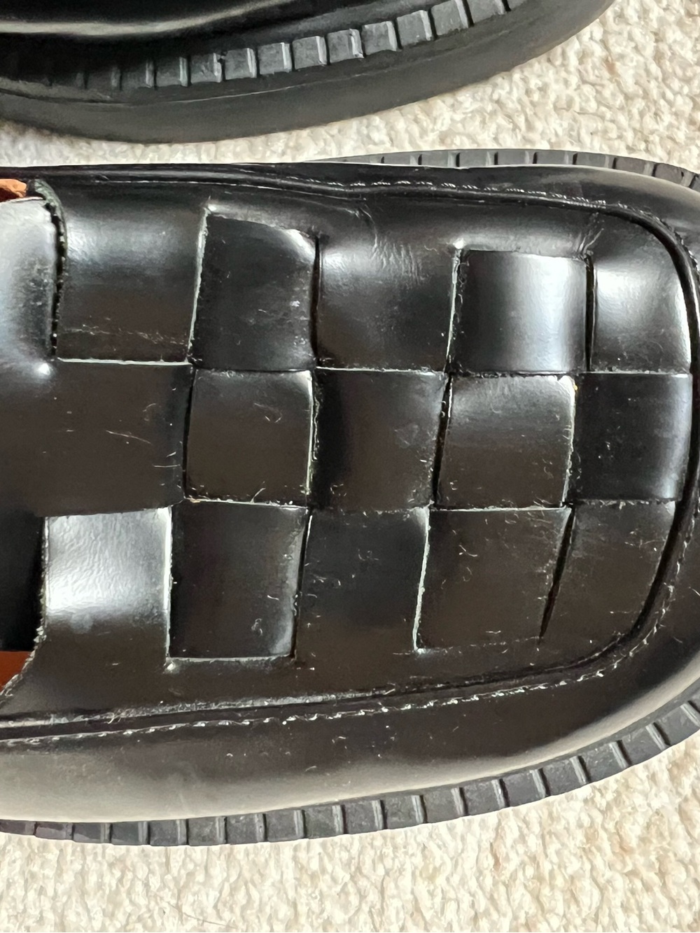Women’s. Black T-Strap Woven Leather Chunky Shoes - Picture 10 of 15